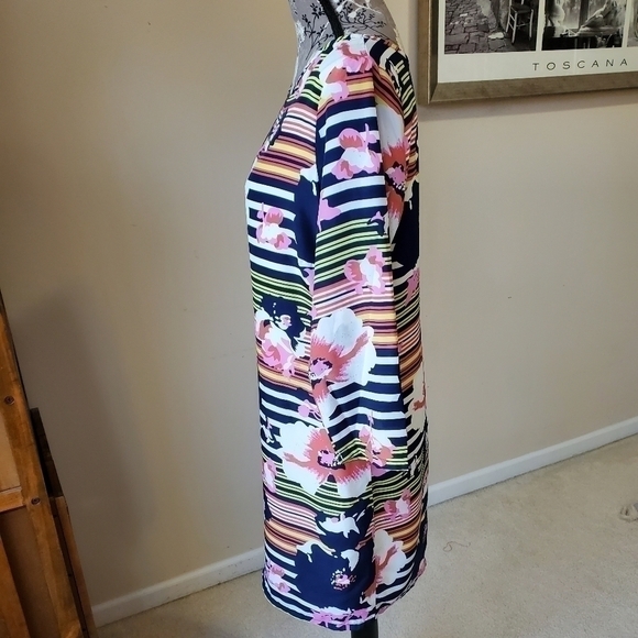 Pim & Larkin Floral Striped 3/4 sleeve Dress Sz. L - Picture 2 of 8
